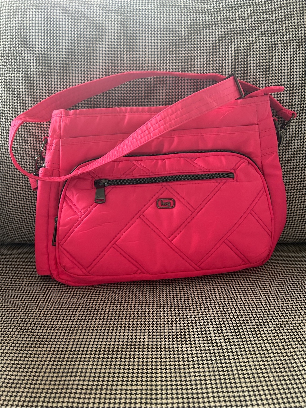 lug Quilted Shoulder Bag in Bright Pink